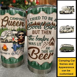 J'ai essayé d'être une bonne fille - Gobelet personnalisé - Cadeau pour les amateurs de camping