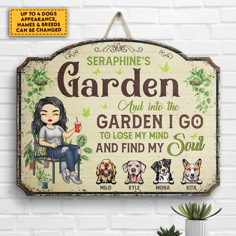 Dans le jardin, je trouve mon âme - Panneau en bois personnalisé - Cadeau pour les amateurs de jardinage