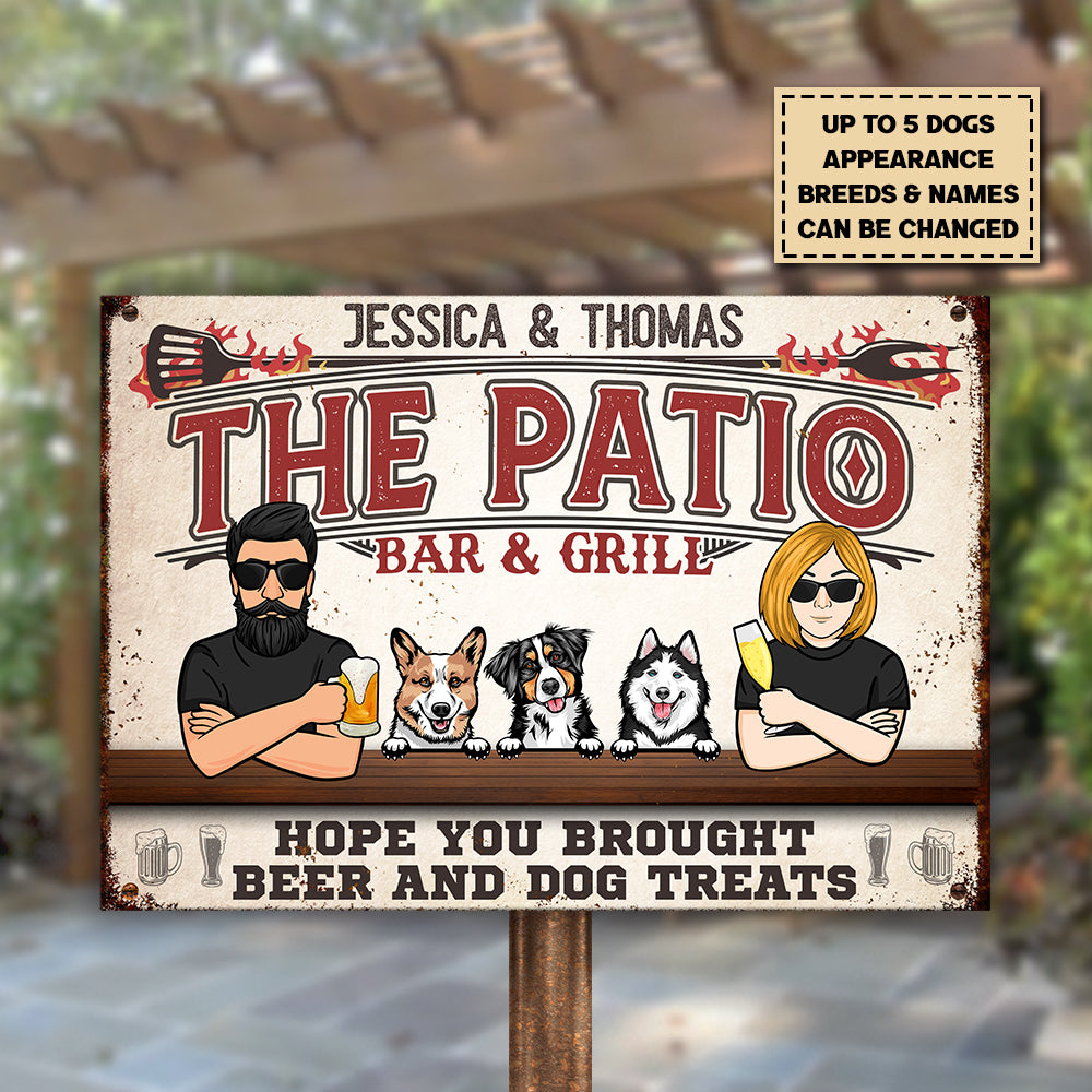 The Patio Bar &amp; Grill - Plaque métallique personnalisée - Cadeau pour couple, mari et femme