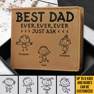 Le meilleur papa du monde ! Demandez-lui ! Portefeuille à deux volets personnalisé ! Cadeau pour papa