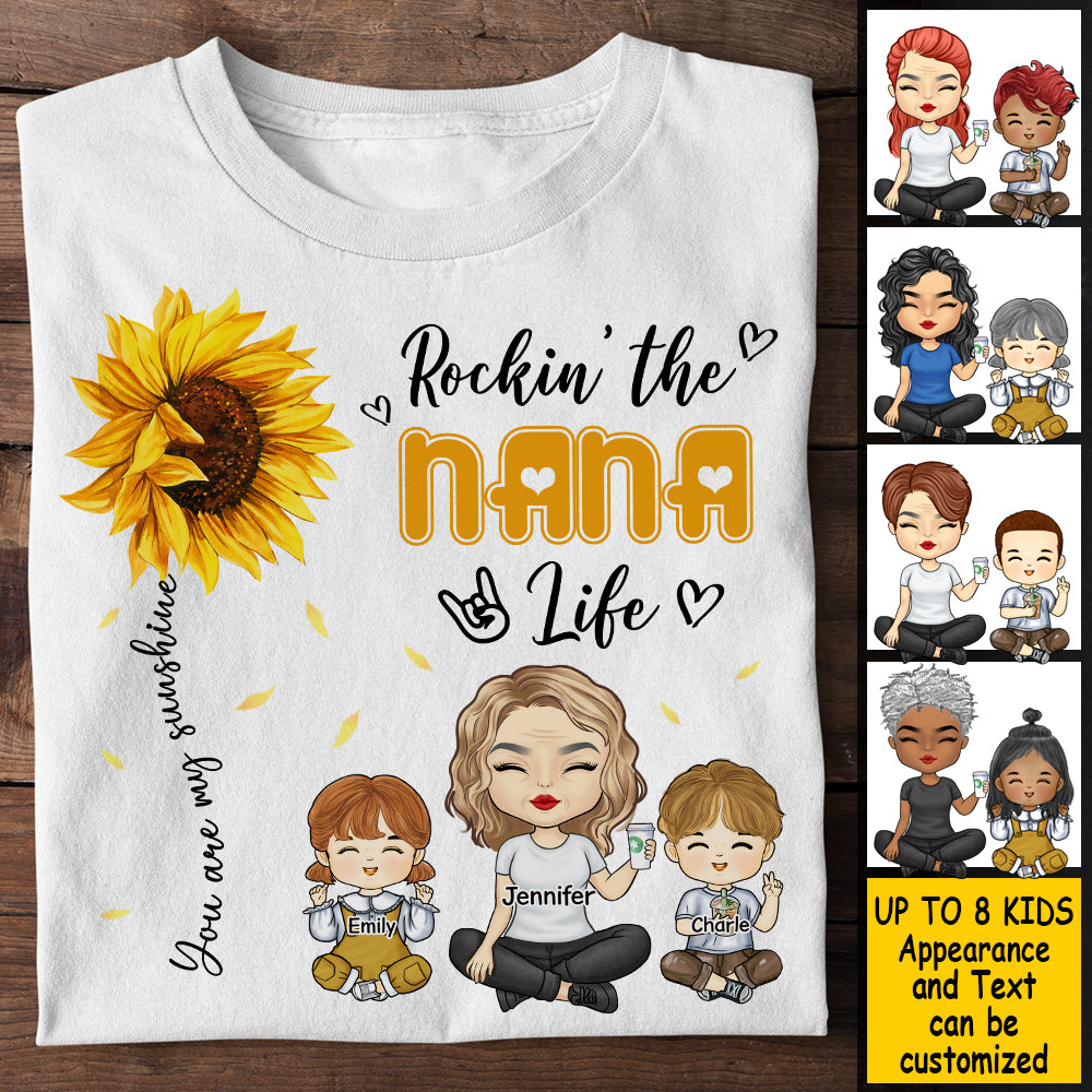 Rockin' The Grandma Life - Cadeau pour maman, grand-mère - T-shirt unisexe personnalisé, sweat à capuche