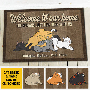Bienvenue chez Funny Cats Home - Tapis décoratif personnalisé - Cadeau pour les amoureux des animaux