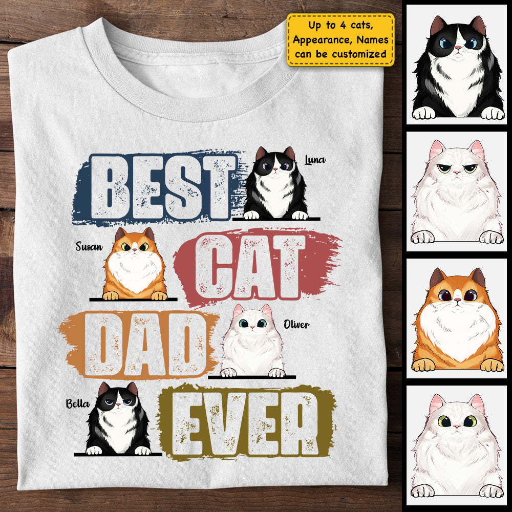 Meilleur papa chat du monde - T-shirt et sweat à capuche unisexe personnalisé - Cadeau pour papa