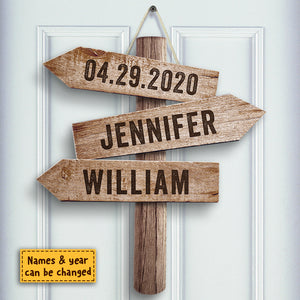 You Belong With Me - Gift For Couples, Personalized Shaped Wood Sign.