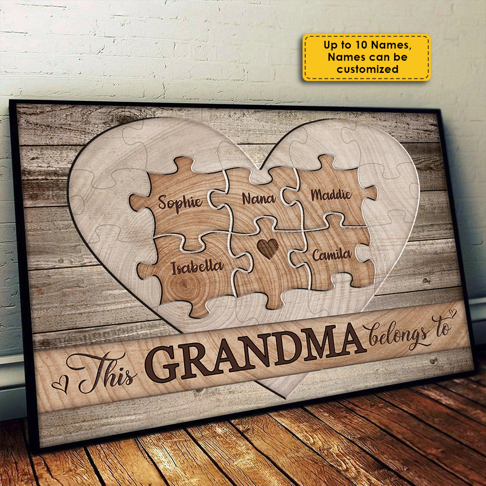 Wooden Heart - Belong To - Personalized Horizontal Poster.