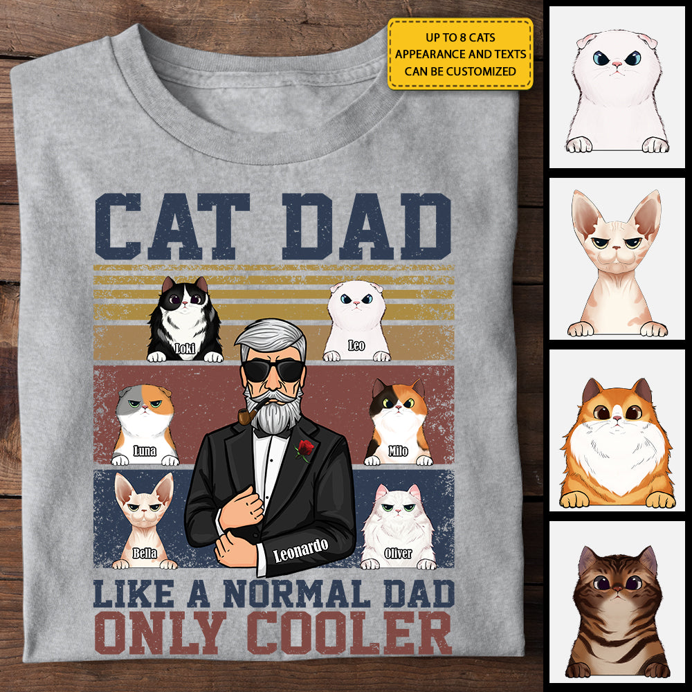 T-shirt et sweat à capuche unisexe personnalisé « Cat Dad Cooler » – Cadeau pour papa