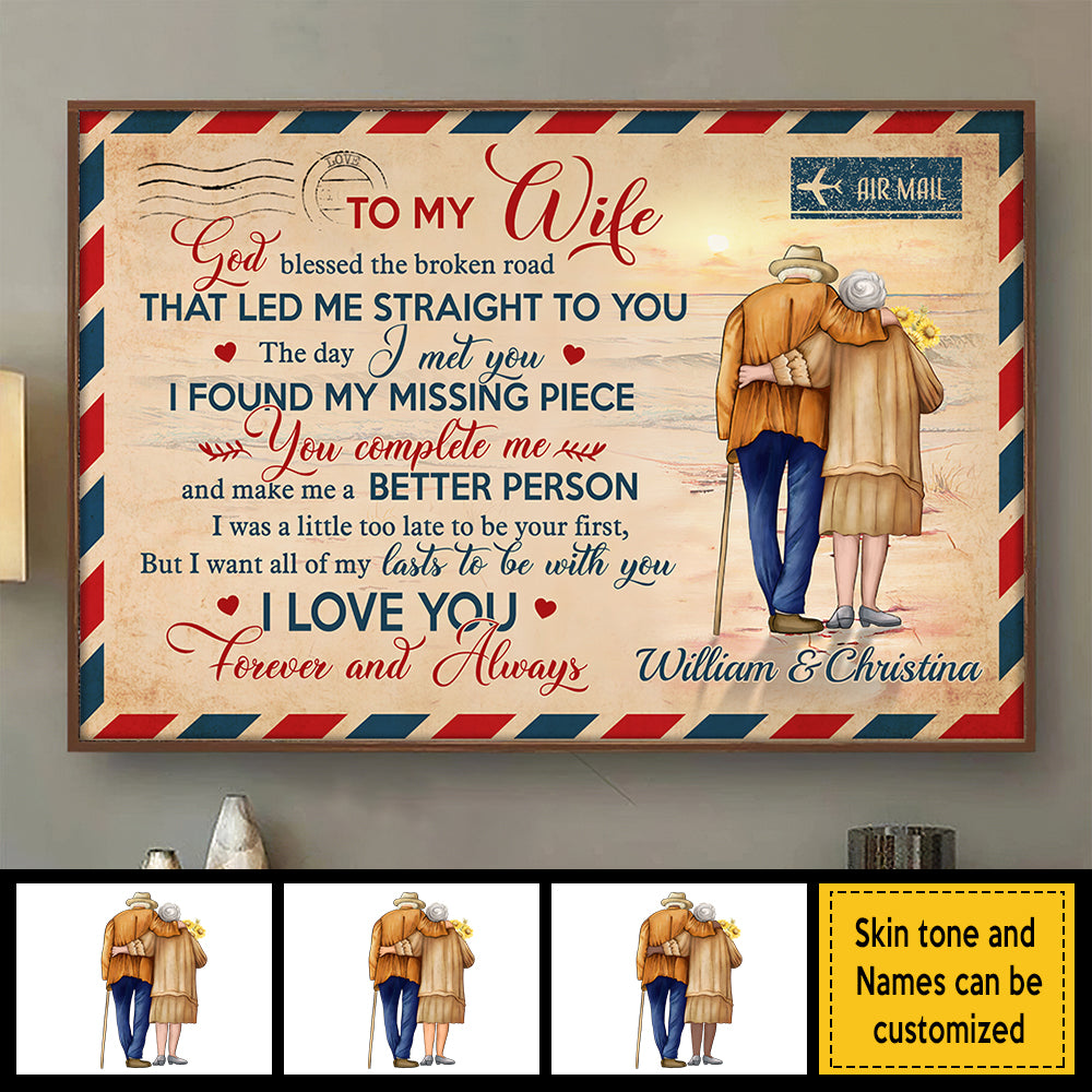 To My Wife I Love You Forever And Always - Gift For Couples, Personalized Horizontal Poster.