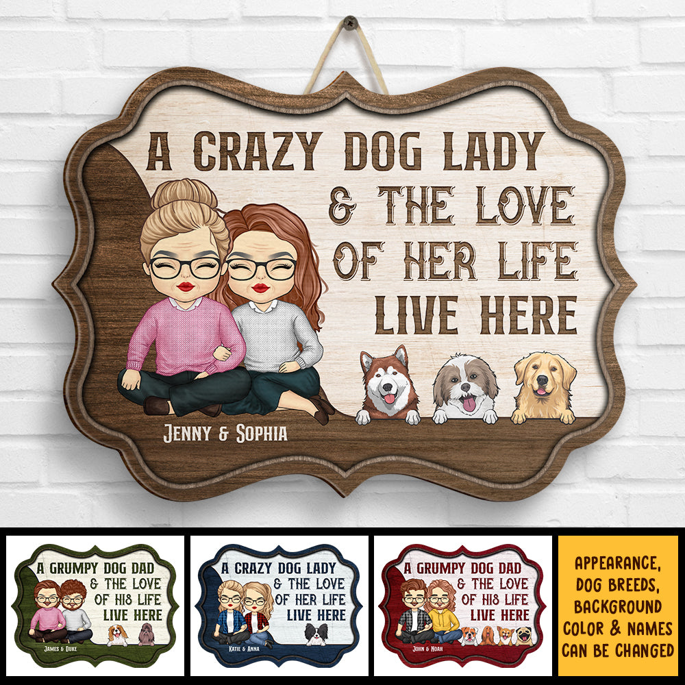 Un papa chien grincheux et son amour - Panneau en bois personnalisé - Cadeau pour couples, mari et femme
