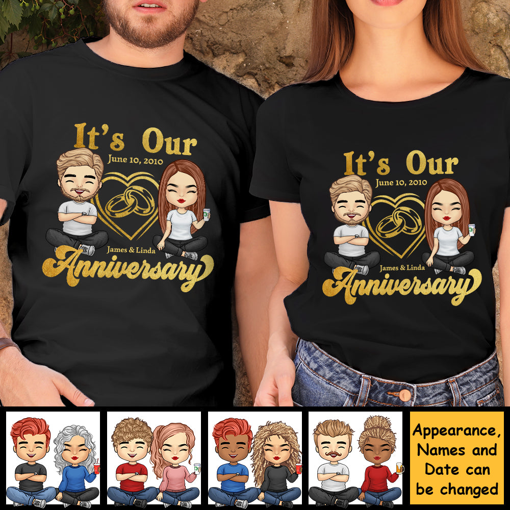 C'est notre anniversaire - T-shirt unisexe personnalisé, sweat à capuche, sweat-shirt - Cadeau pour couple, mari et femme, anniversaire, fiançailles, mariage, cadeau de mariage