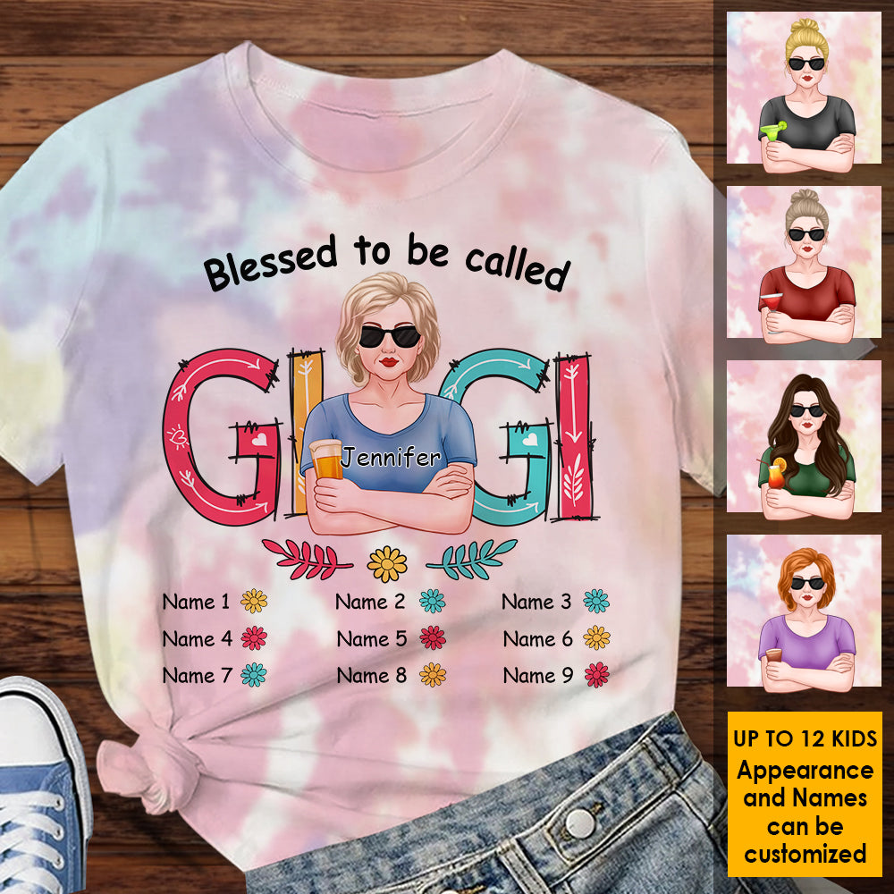 Bénie d'être appelée Gigi - Cadeau pour maman, grand-mère - T-shirt unisexe personnalisé imprimé sur toute la surface