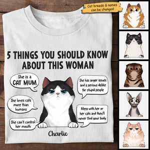 Five Things You Should Know She Is A Cat Mum - Mother's Day Gifts, Gift For Cat Mum - Personalized Unisex T-shirt, Hoodie.