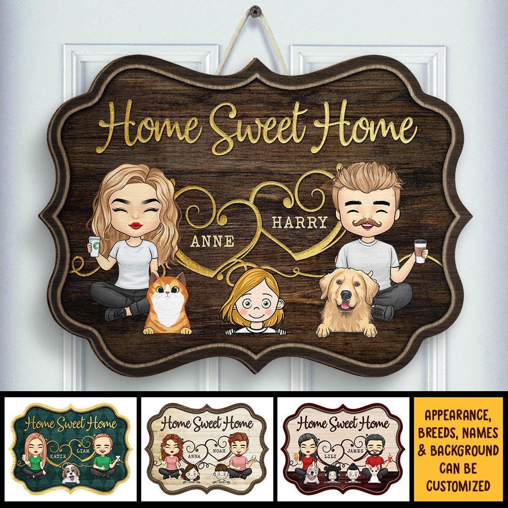 Notre maison, douce maison - Panneau en bois personnalisé - Cadeau pour les couples, cadeau pour les amoureux des animaux