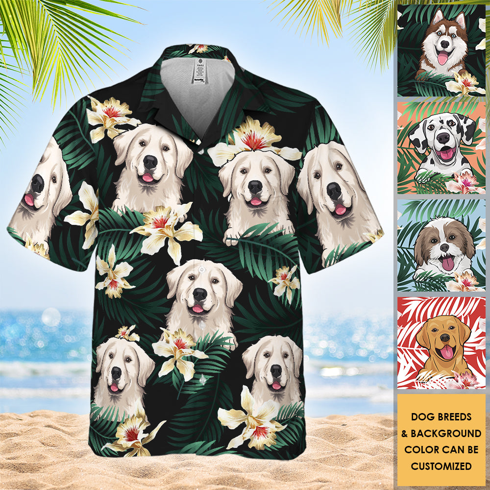Été chaud avec chien - T-shirt hawaïen personnalisé - Cadeau pour les amoureux des animaux