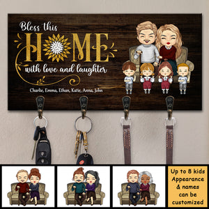 Bénissez cette maison avec amour et rires - Porte-clés personnalisé, porte-clés - Cadeau pour couples, mari et femme