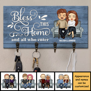 Bénissez cette maison et tous ceux qui y entrent ! Porte-clés personnalisé, porte-clés, cadeau pour couples, mari et femme