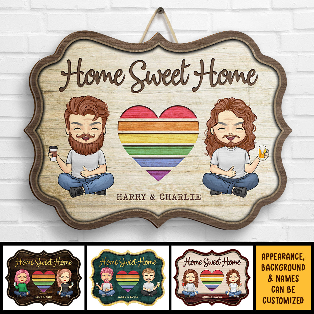 Home Sweet Home In This House - Panneau en bois personnalisé - Cadeau pour couple, mari et femme