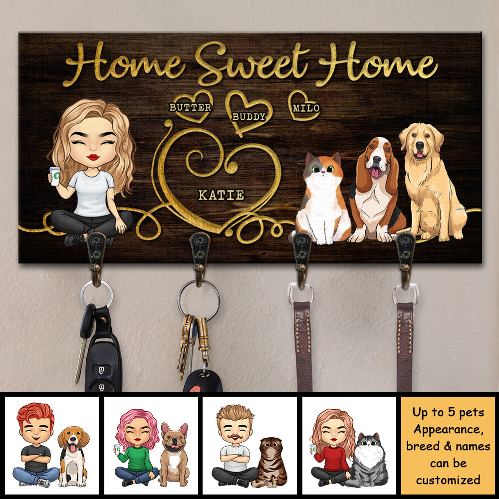 Sweet Home - Porte-clés personnalisé, porte-clés - Cadeau pour les amoureux des animaux