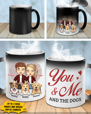 Toi, moi et nos chiens - Mug personnalisé à couleur changeante - Cadeau pour couple, mari et femme