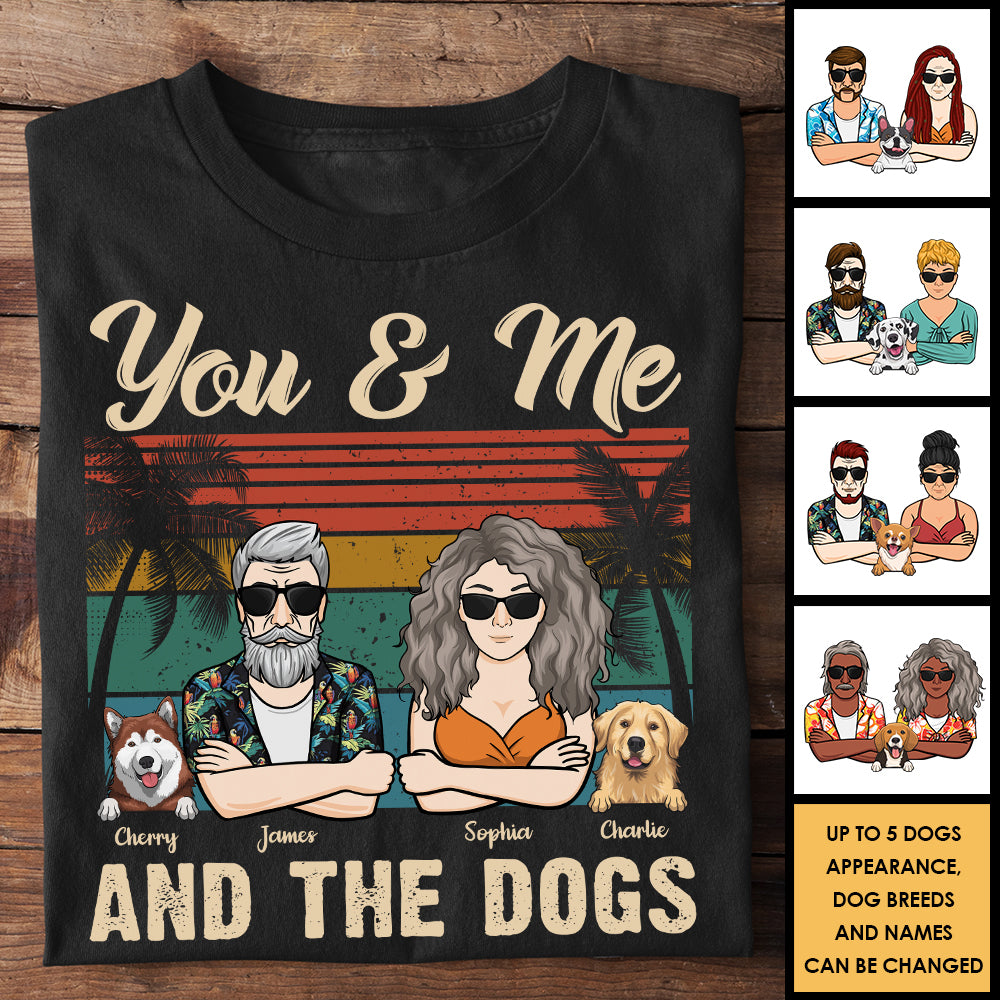 Toi, moi et les chiens - T-shirt et sweat à capuche unisexe personnalisé - Cadeau pour les couples, cadeau pour les amoureux des animaux