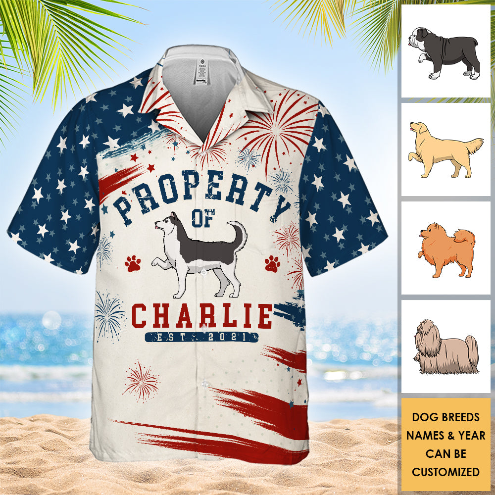 Propriété de mes chiens - T-shirt hawaïen personnalisé - Cadeau pour papa, cadeau pour amoureux des animaux