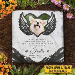 Vous laissez des empreintes de pattes dans nos cœurs - Pierre commémorative personnalisée, pierre tombale pour animaux de compagnie - Télécharger une image, cadeau commémoratif, cadeau de condoléances