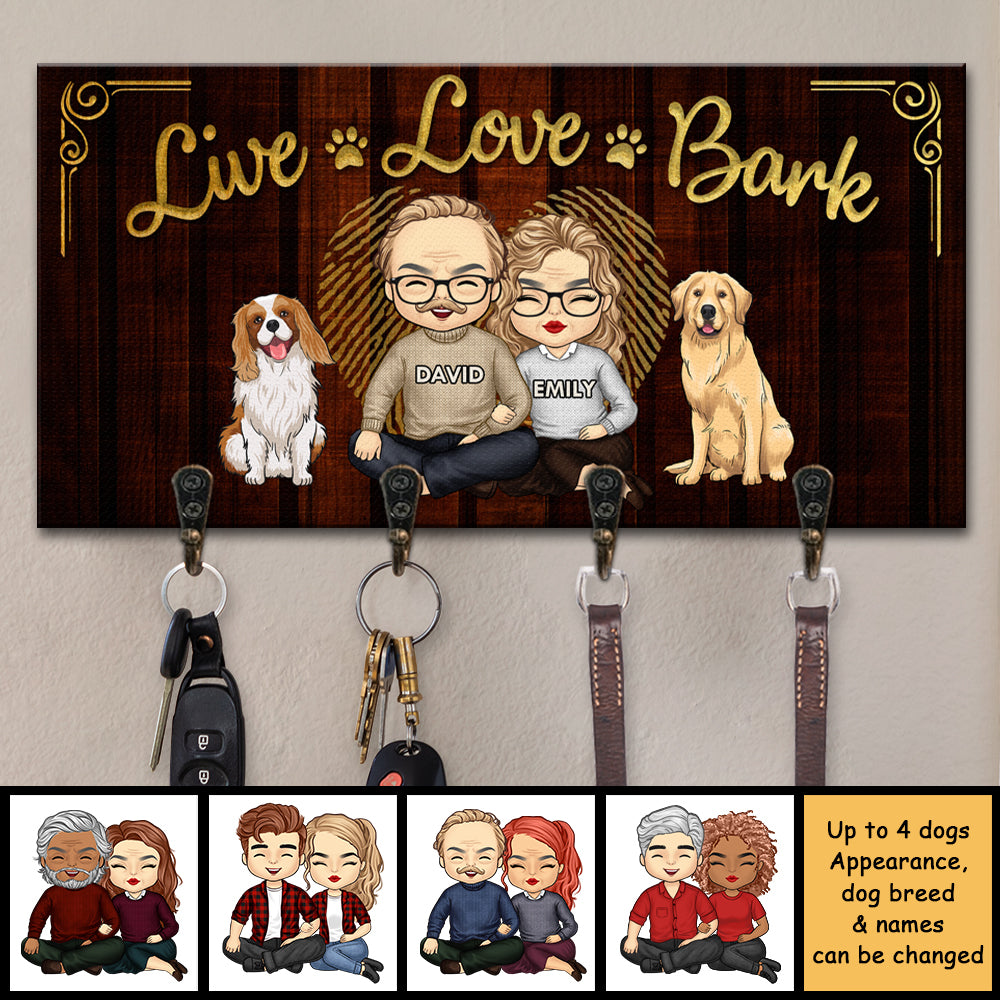 Porte-clés personnalisé Live Love Bark - Cadeau pour couple, mari et femme