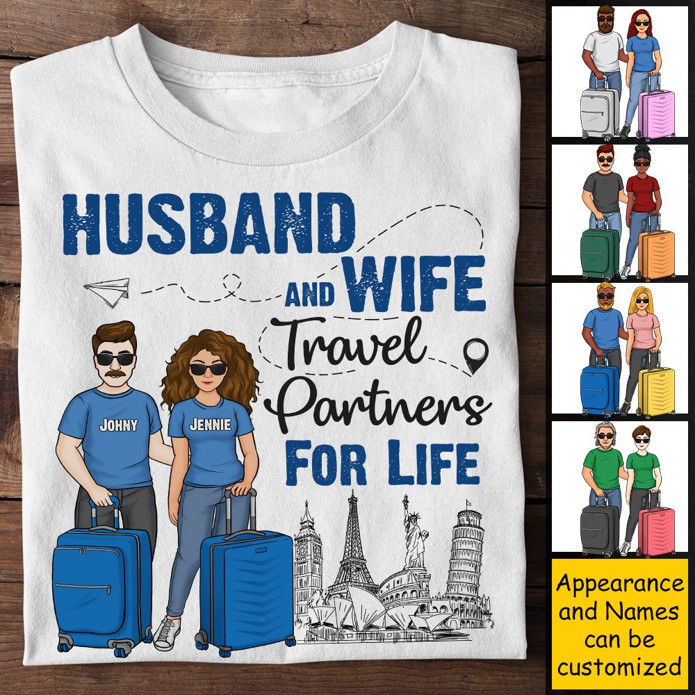 Husband And Wife Travel Partners - Personalized Unisex T-shirt, Hoodie - Gift For Couples, Husband Wife