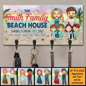 Maison de plage familiale - Porte-clés personnalisé, porte-clés - Cadeau pour couple, mari et femme
