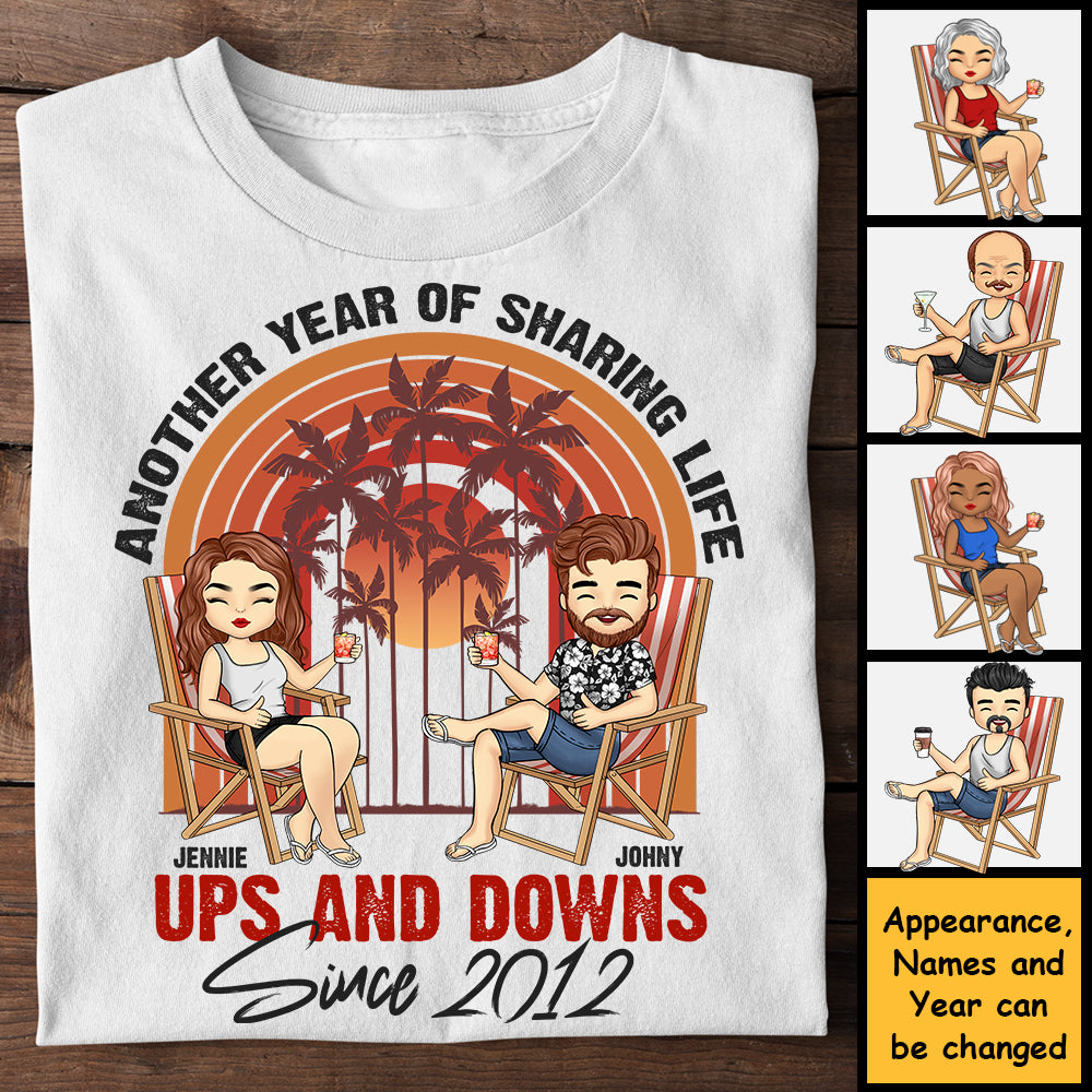 Une autre année à partager les hauts et les bas de la vie ensemble - T-shirt unisexe personnalisé, sweat à capuche, sweat-shirt - Cadeau pour couple, mari et femme, anniversaire, fiançailles, mariage, cadeau de mariage