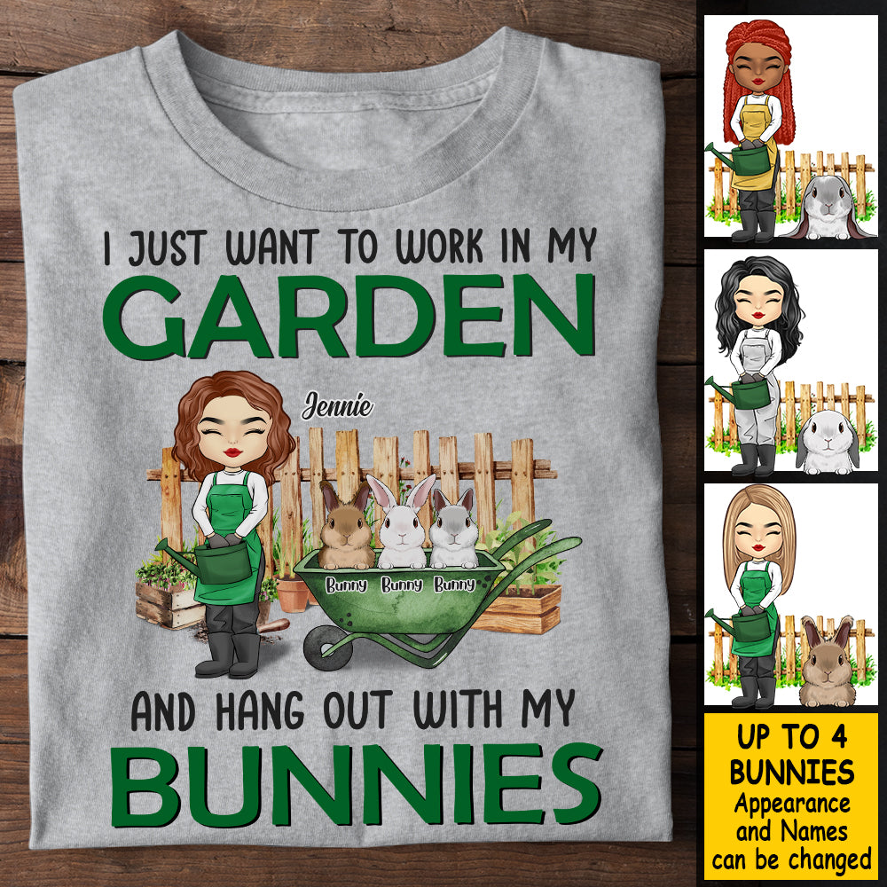 T-shirt et sweat à capuche unisexe personnalisé « Traîner avec les lapins » – Cadeau pour les amateurs de jardinage