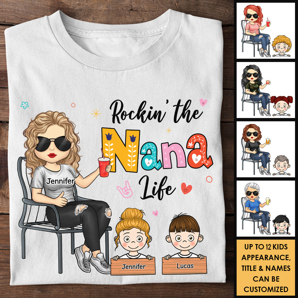 Rockin' The Nana Life - Cadeau pour maman, grand-mère - T-shirt unisexe personnalisé, sweat à capuche