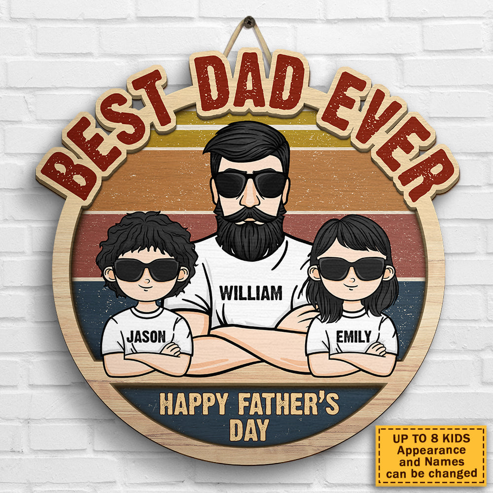 Meilleur papa de tous les temps - Cadeau pour papa, fête des pères - Panneau en bois personnalisé