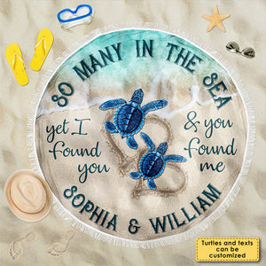 Nous nous sommes trouvés - Serviette de plage ronde personnalisée - Cadeau pour couple, mari et femme