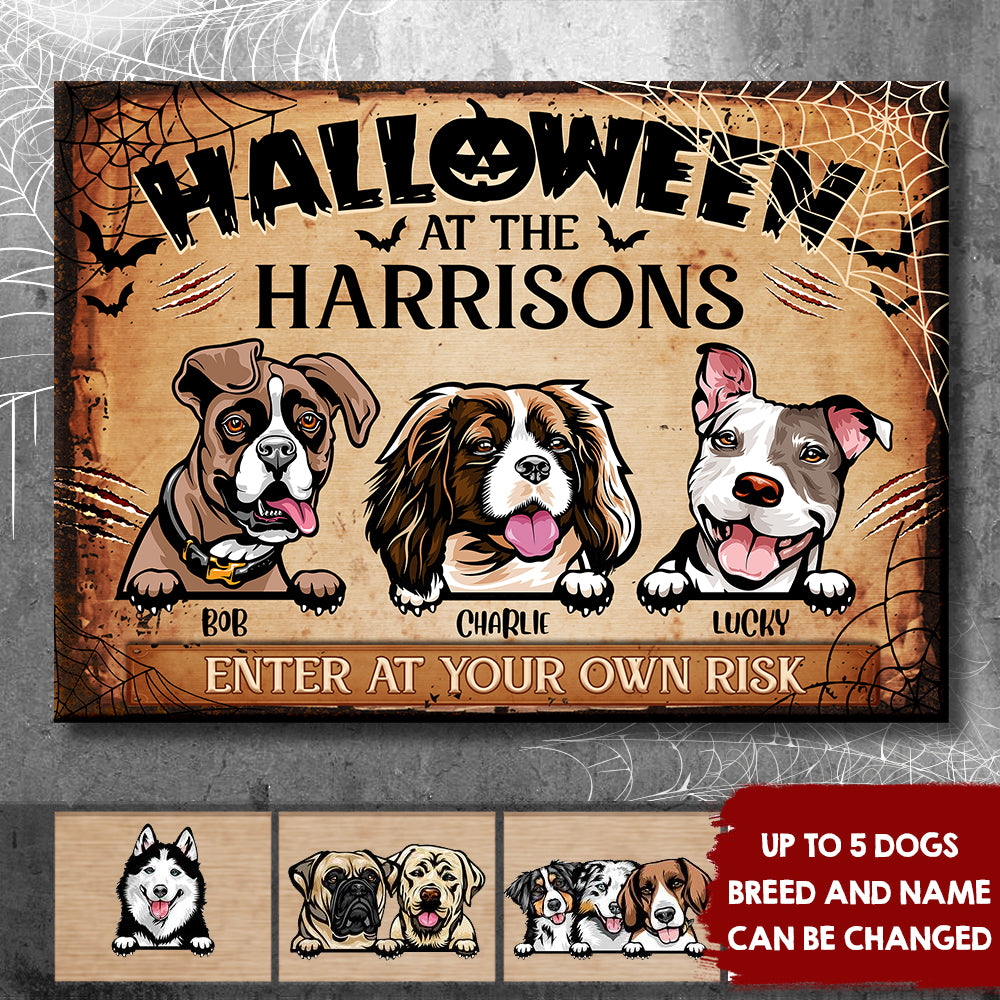Halloween Is Coming To Town - Gift For Dog Lovers - Personalized Metal Sign.
