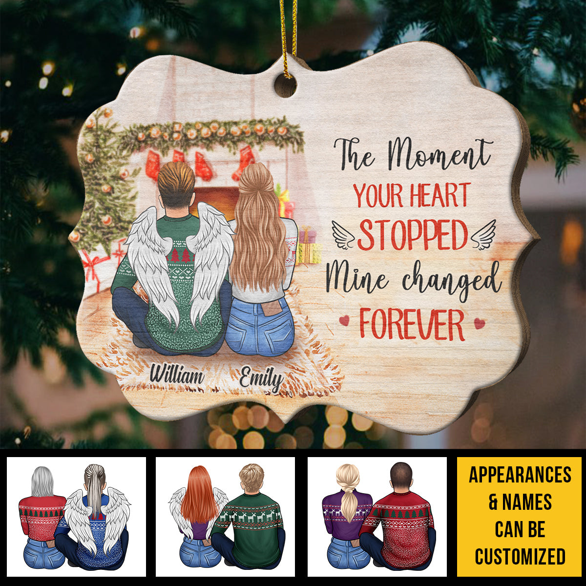 Half Of My Heart Is In Heaven With My Angel - Missing You Always - Gift For Couples, Personalized Shaped Ornament.