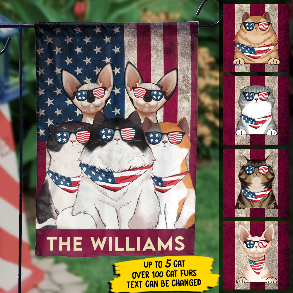 American Cats' Family - 4th Of July Decoration - Personalized Cat Flag.