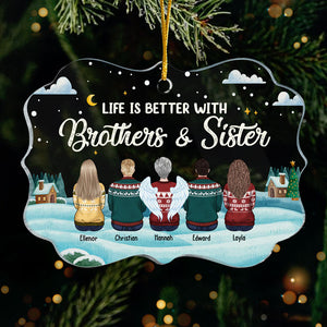 La vie est meilleure avec ses frères et sœurs - Décoration de Noël personnalisée en acrylique en forme de Benelux - Cadeau pour frères et sœurs, cadeau de Noël