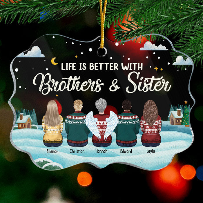 La vie est meilleure avec ses frères et sœurs - Décoration de Noël personnalisée en acrylique en forme de Benelux - Cadeau pour frères et sœurs, cadeau de Noël