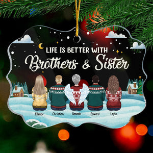 La vie est meilleure avec ses frères et sœurs - Décoration de Noël personnalisée en acrylique en forme de Benelux - Cadeau pour frères et sœurs, cadeau de Noël