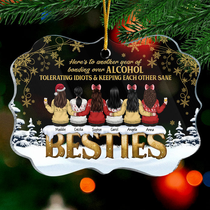 Voici une autre année de liens autour de l'alcool - Décoration de Noël personnalisée en acrylique en forme de Benelux - Cadeau pour meilleure amie, meilleure amie, sœur, cadeau d'anniversaire pour meilleure amie et amie, cadeau de Noël