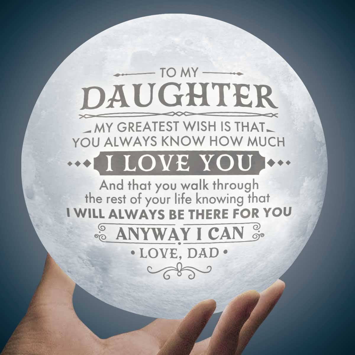 Mon plus grand souhait - Lampe lunaire - Pour ma fille, cadeau pour fille, cadeau de papa pour fille, cadeau d'anniversaire pour fille, cadeau de Noël