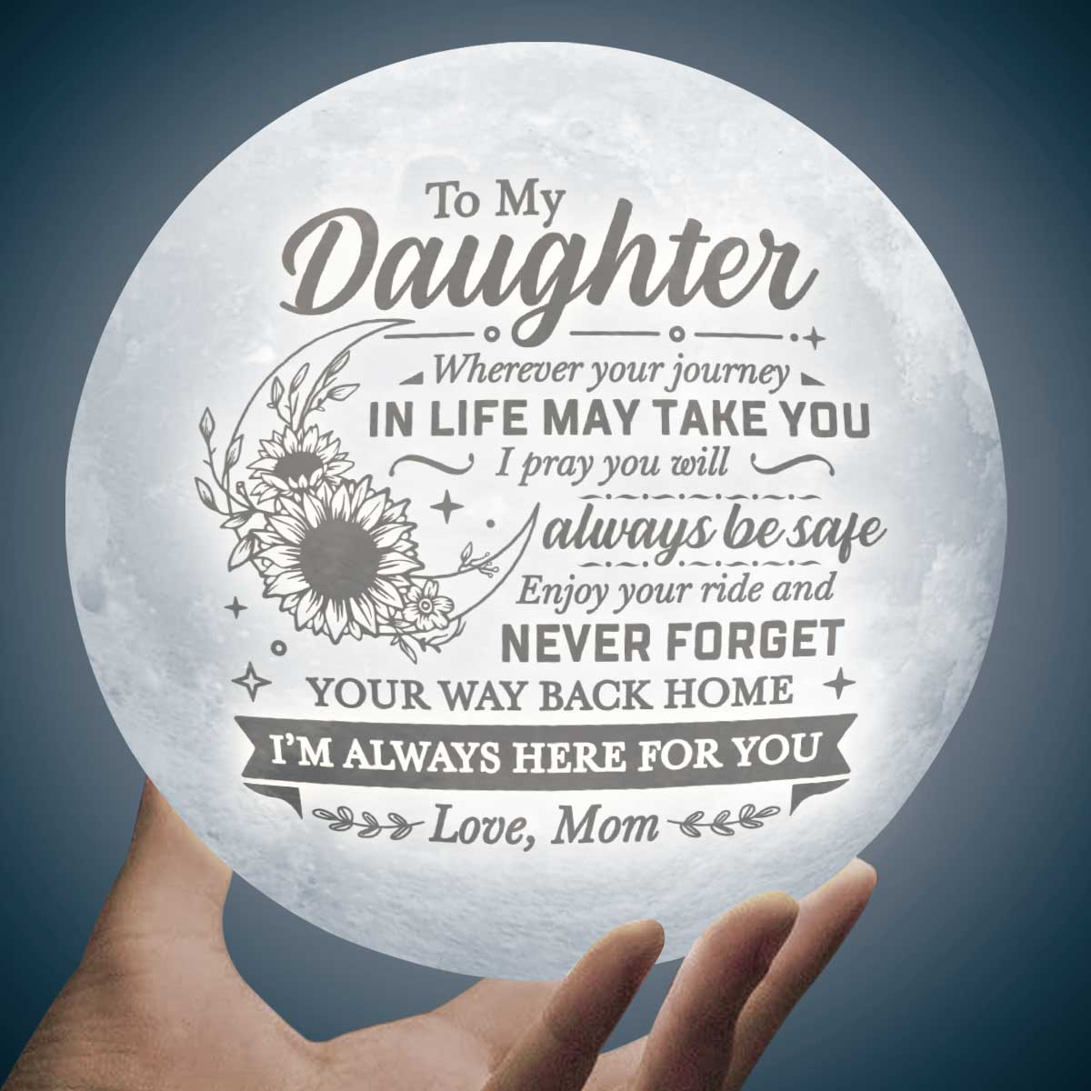 Je prie pour que tu sois toujours en sécurité - Lampe lunaire - À ma fille, cadeau pour fille, cadeau de maman pour fille, cadeau d'anniversaire pour fille, cadeau de Noël