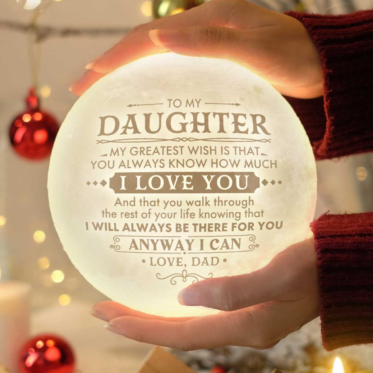 Mon plus grand souhait - Lampe lunaire - Pour ma fille, cadeau pour fille, cadeau de papa pour fille, cadeau d'anniversaire pour fille, cadeau de Noël
