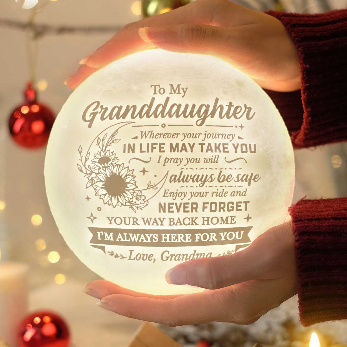 N'oublie jamais ton chemin de retour - Lampe lunaire - À ma petite-fille, cadeau pour petite-fille, cadeau de grand-mère pour petite-fille, cadeau d'anniversaire pour petite-fille, cadeau de Noël