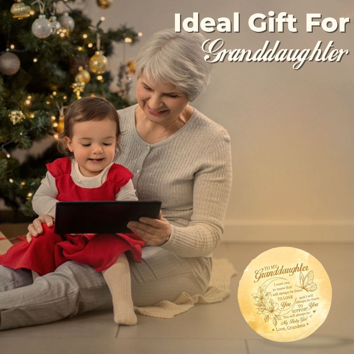Je serai toujours là pour te soutenir - Lampe Lune - Pour ma petite-fille, Cadeau pour petite-fille, Cadeau de grand-mère pour petite-fille, Cadeau d'anniversaire pour petite-fille, Cadeau de Noël