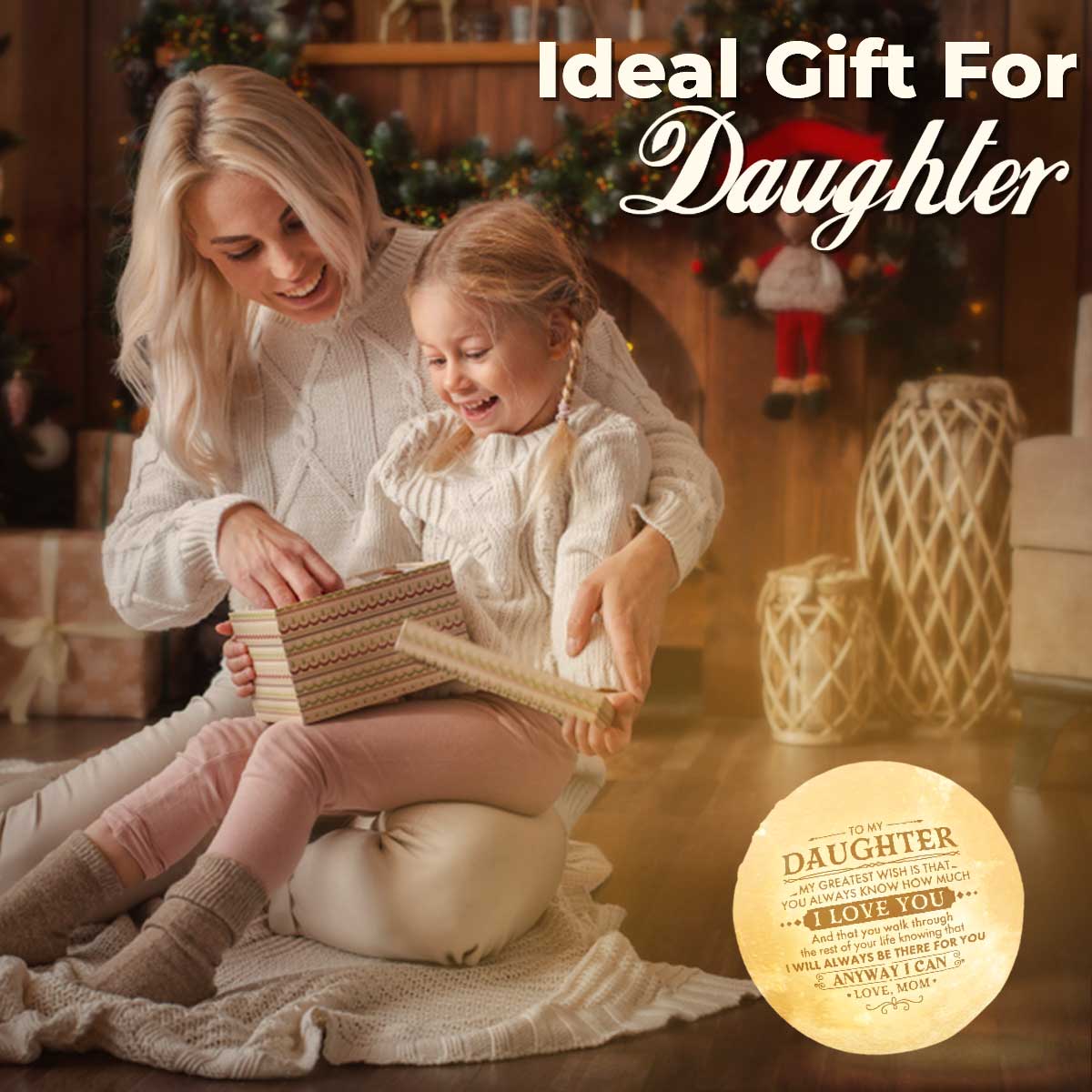 Mon plus grand souhait - Lampe lunaire - Pour ma fille, cadeau pour fille, cadeau de maman pour fille, cadeau d'anniversaire pour fille, cadeau de Noël