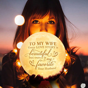Notre histoire d'amour est ma préférée - Lampe de lune - À ma femme, cadeau pour femme, anniversaire, fiançailles, mariage, cadeau de mariage, cadeau de Noël