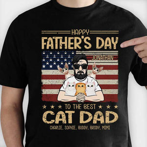 Best Cat Dad's Father Day - Gift for Dad - Personalized Unisex T-Shirt.