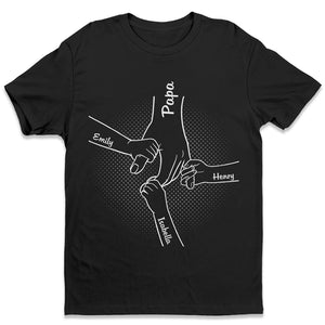 Main dans la main, je te protégerai toujours - T-shirt unisexe personnalisé pour la famille - Cadeaux de fête des pères pour papa, grand-père