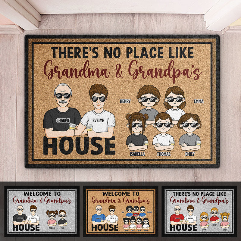 Il n'y a pas de meilleur endroit que la maison de grand-père et grand-mère - Tapis décoratif personnalisé pour la famille - Cadeau pour grand-mère et grand-père